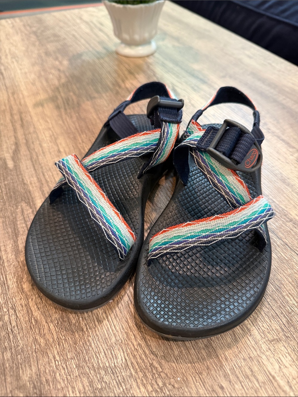 Chaco Black Sandals with Multicolor Straps